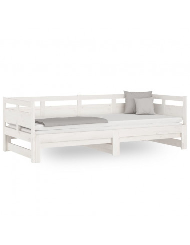 Dormeuse Estraibile Bianca Legno Massello di Pino 2x(90x190) cm