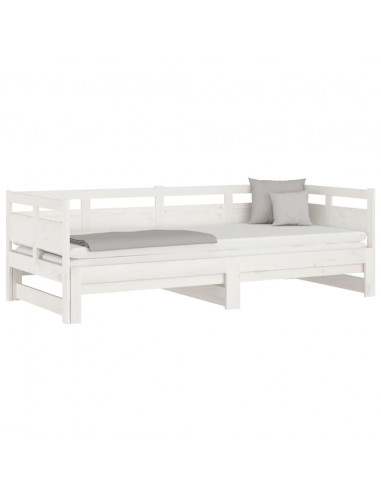 Dormeuse Estraibile Bianca Legno Massello di Pino 2x(90x190) cm