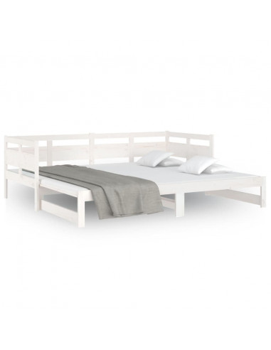 Dormeuse Estraibile Bianca Legno Massello di Pino 2x(90x190) cm