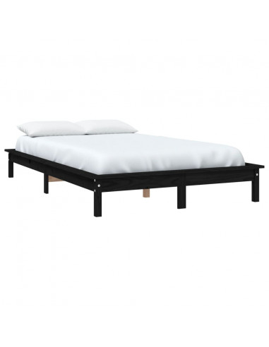 Giroletto Nero 180x200 cm Super King in Legno Massello di Pino