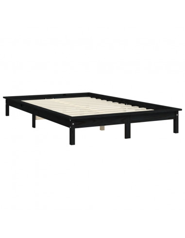 Giroletto Nero 180x200 cm Super King in Legno Massello di Pino