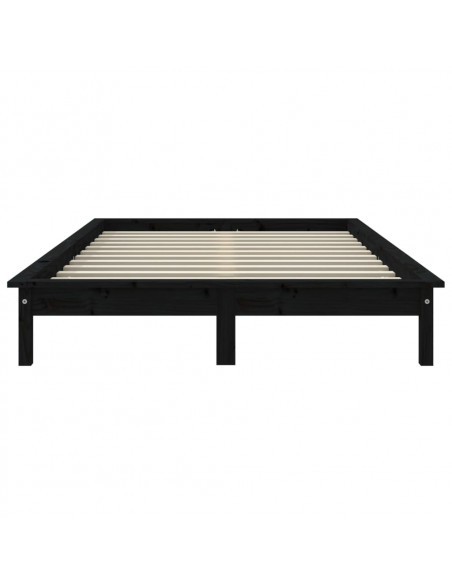 Giroletto Nero 180x200 cm Super King in Legno Massello di Pino