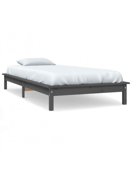 Giroletto Grigio 90x190 cm Single in Legno Massello di Pino