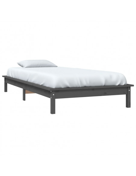 Giroletto Grigio 90x190 cm Single in Legno Massello di Pino