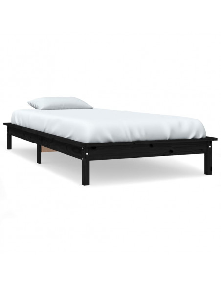 Giroletto Nero 90x190 cm Single in Legno Massello di Pino