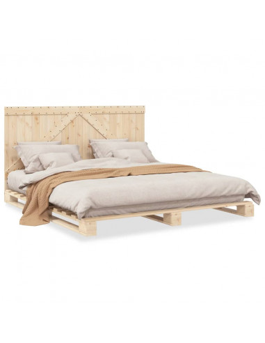 Giroletto con Testiera 200x200 cm in Legno Massello di Pino