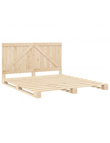 Giroletto con Testiera 200x200 cm in Legno Massello di Pino