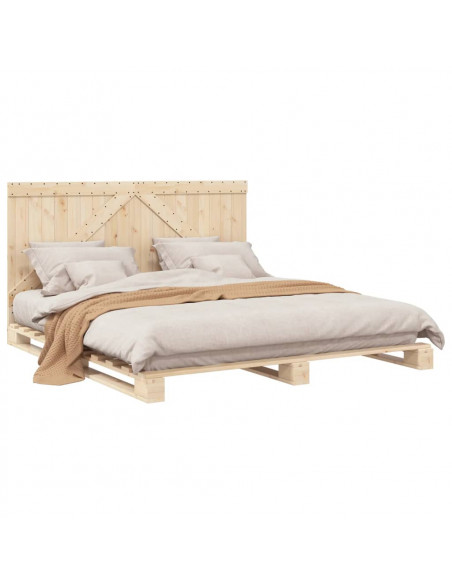 Giroletto con Testiera 200x200 cm in Legno Massello di Pino