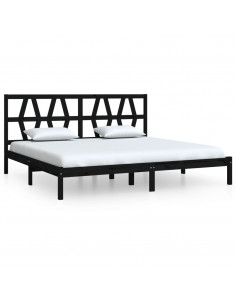 Giroletto Nero in Legno Massello di Pino 200x200 cm 2