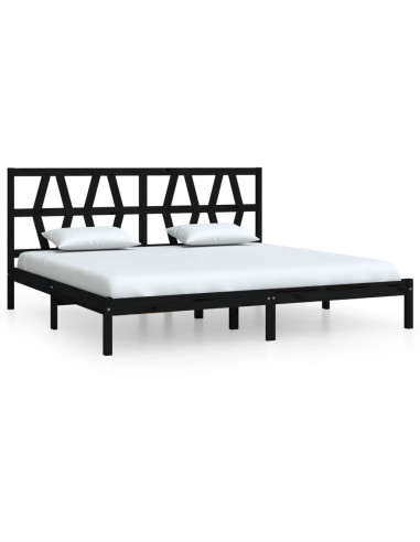 Giroletto Nero in Legno Massello di Pino 200x200 cm