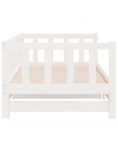 Dormeuse Estraibile Bianca 2x(90x190) cm Legno Massello di Pino 2