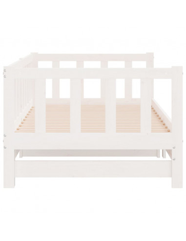 Dormeuse Estraibile Bianca 2x(90x190) cm Legno Massello di Pino