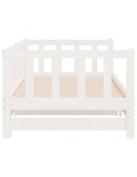 Dormeuse Estraibile Bianca 2x(90x190) cm Legno Massello di Pino