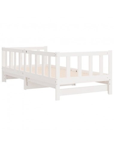 Dormeuse Estraibile Bianca 2x(90x190) cm Legno Massello di Pino