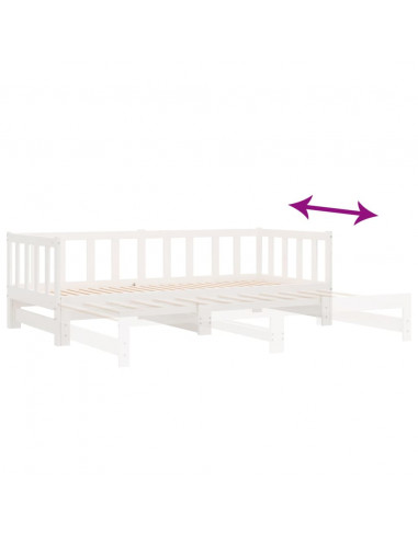 Dormeuse Estraibile Bianca 2x(90x190) cm Legno Massello di Pino