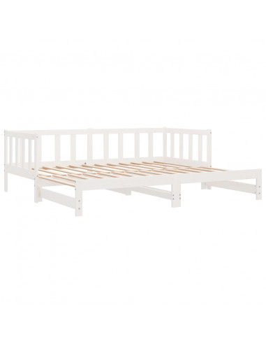 Dormeuse Estraibile Bianca 2x(90x190) cm Legno Massello di Pino