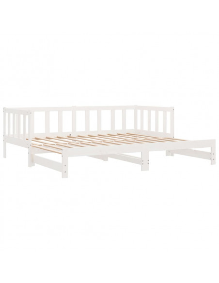 Dormeuse Estraibile Bianca 2x(90x190) cm Legno Massello di Pino