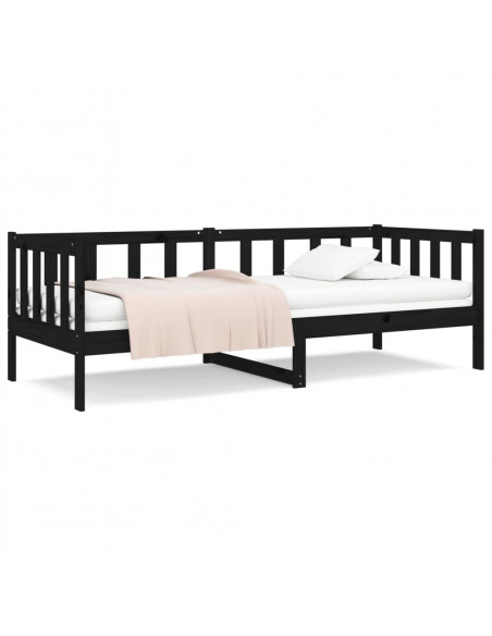 Dormeuse Nera 80x200 cm in Legno Massello di Pino