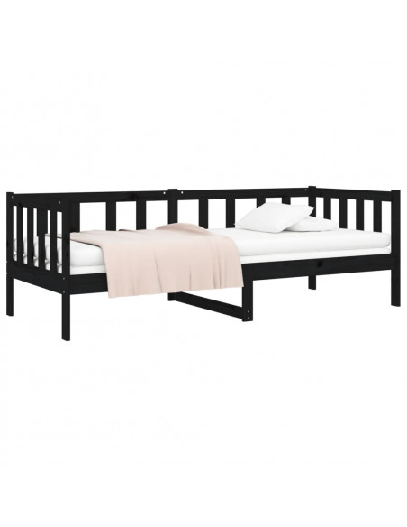 Dormeuse Nera 80x200 cm in Legno Massello di Pino