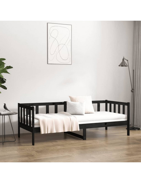Dormeuse Nera 80x200 cm in Legno Massello di Pino