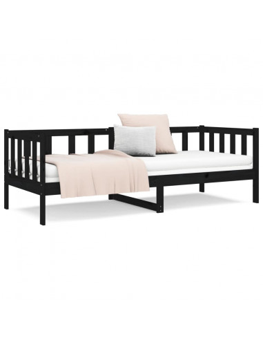 Dormeuse Nera 80x200 cm in Legno Massello di Pino