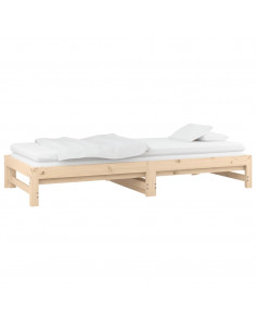 Dormeuse Estraibile 2x(90x190) cm Legno Massello di Pino 2
