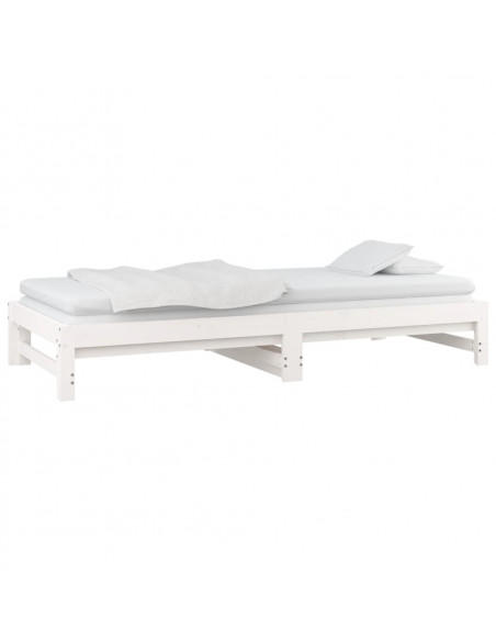 Dormeuse Estraibile Bianca 2x(90x190) cm Legno Massello di Pino