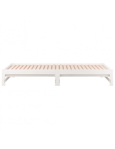 Dormeuse Estraibile Bianca 2x(90x190) cm Legno Massello di Pino