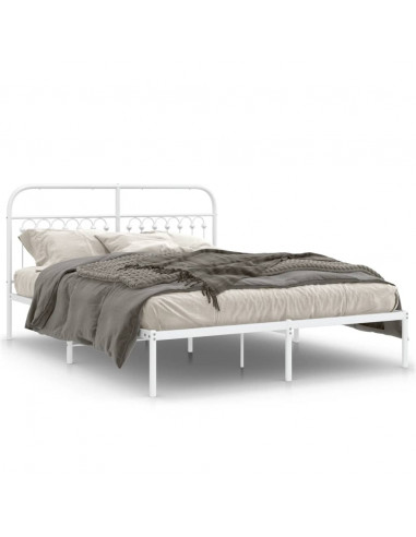 Giroletto con Testiera Metallo Bianco 150x200 cm