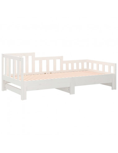 Dormeuse Estraibile Bianca 2x(80x200) cm Legno Massello di Pino