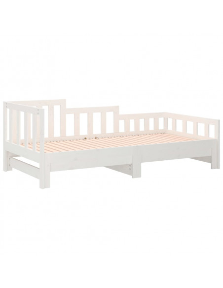 Dormeuse Estraibile Bianca 2x(80x200) cm Legno Massello di Pino