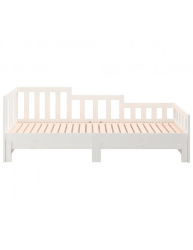 Dormeuse Estraibile Bianca 2x(80x200) cm Legno Massello di Pino