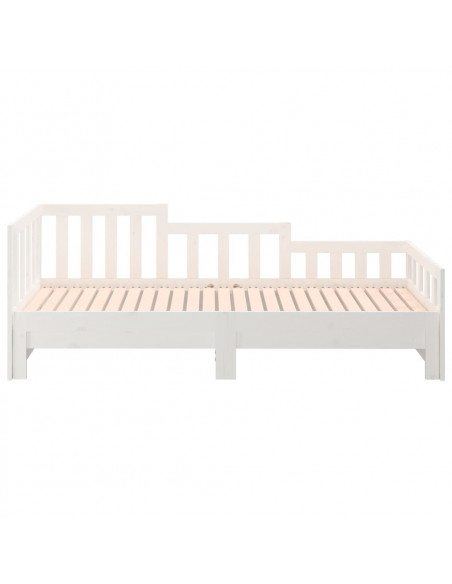 Dormeuse Estraibile Bianca 2x(80x200) cm Legno Massello di Pino
