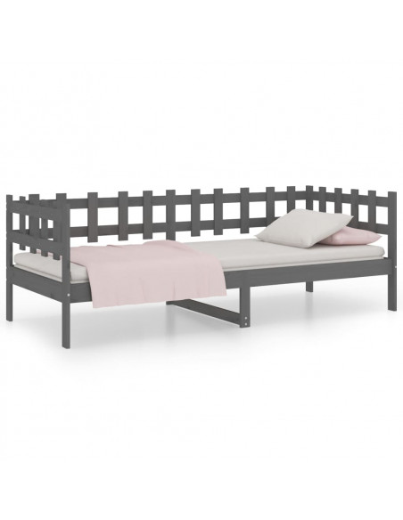 Dormeuse Grigia 90x200 cm in Legno Massello di Pino