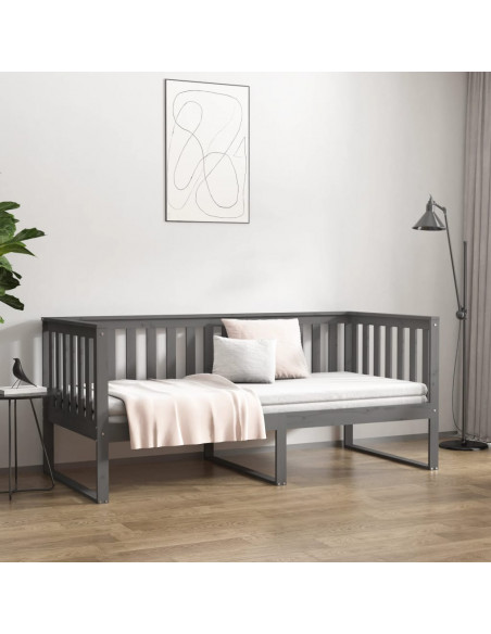 Dormeuse Grigia 90x190 cm in Legno Massello di Pino