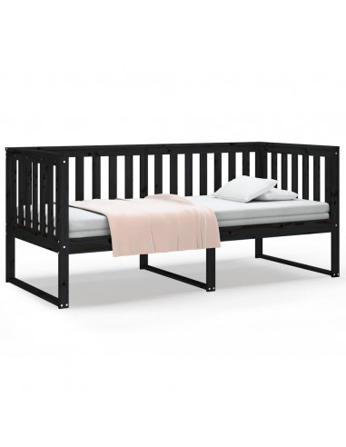 Dormeuse Nera 90x190 cm in Legno Massello di Pino