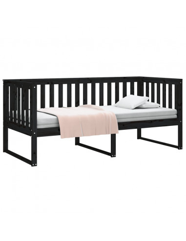 Dormeuse Nera 90x190 cm in Legno Massello di Pino