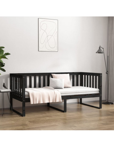 Dormeuse Nera 90x190 cm in Legno Massello di Pino