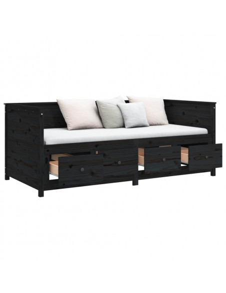 Dormeuse Nera 100x200 cm in Legno Massello di Pino