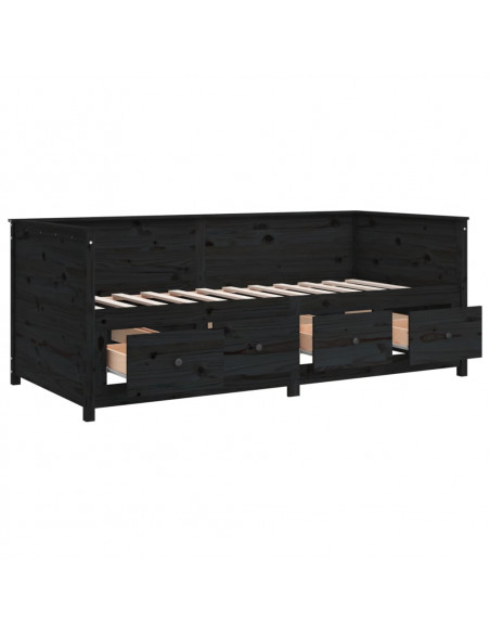 Dormeuse Nera 100x200 cm in Legno Massello di Pino