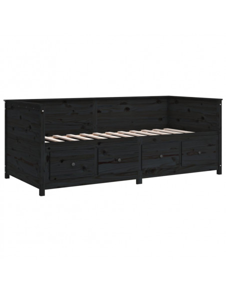Dormeuse Nera 100x200 cm in Legno Massello di Pino