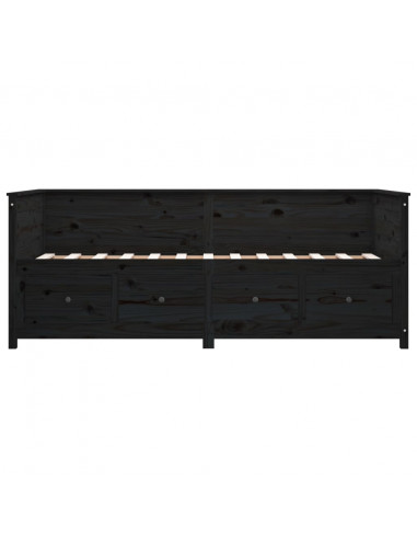 Dormeuse Nera 80x200 cm in Legno Massello di Pino