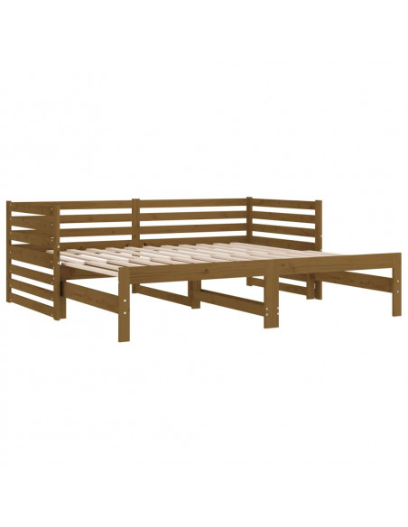 Dormeuse Estraibile Miele 2x(90x190) cm Legno Massello di Pino