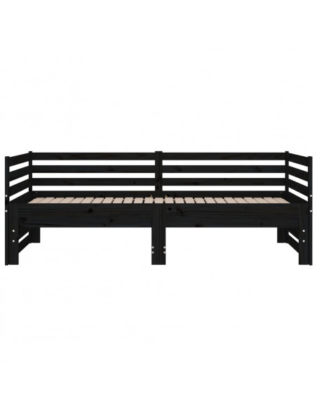Dormeuse Estraibile Nera 2x(80x200) cm Legno Massello di Pino