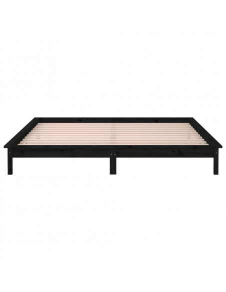 Giroletto con LED Nero 140x190 cm in Legno Massello