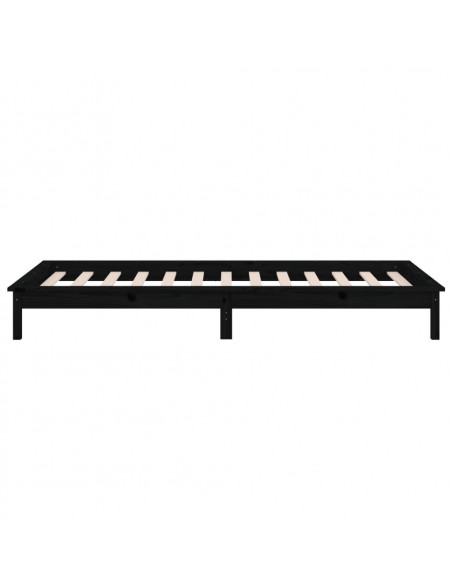 Giroletto con LED Nero 90x190 cm Single in Legno Massello