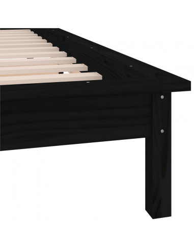 Giroletto con LED Nero 90x190 cm Single in Legno Massello