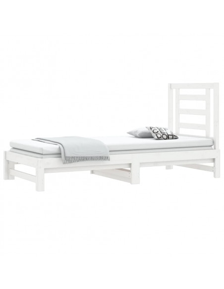 Dormeuse Estraibile Bianca 2x(90x200) cm Legno Massello di Pino