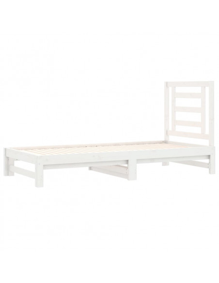 Dormeuse Estraibile Bianca 2x(90x200) cm Legno Massello di Pino