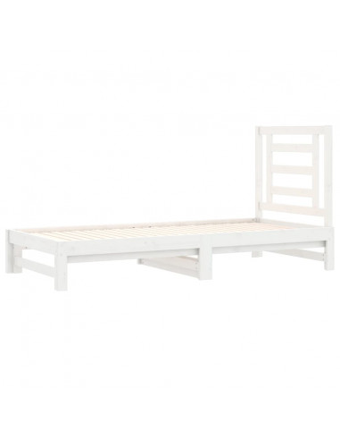 Dormeuse Estraibile Bianca 2x(90x190) cm Legno Massello di Pino